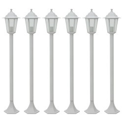 vidaXL Farolas de jardín aluminio blancas E27 110 cm 6 unidades