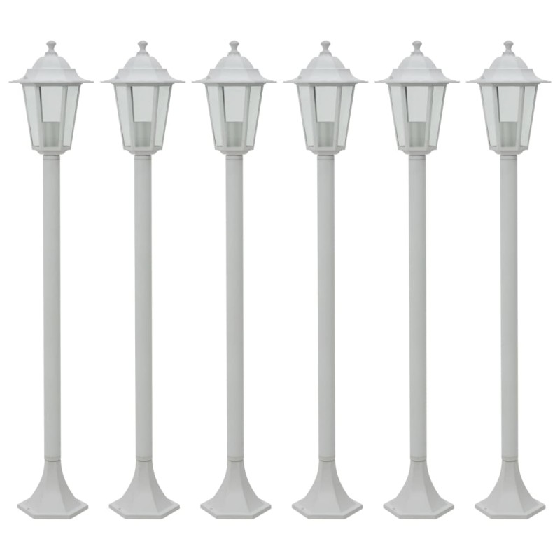 vidaXL Farolas de jardín aluminio blancas E27 110 cm 6 unidades vidaXL Farolas de jardín aluminio blancas E27 110 cm 6 unidades