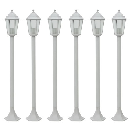 vidaXL Farolas de jardín aluminio blancas E27 110 cm 6 unidades