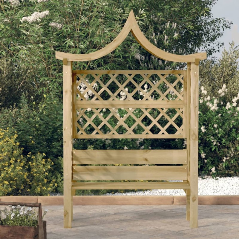 vidaXL Pérgola de jardín con tejadillo y banco de madera de pino vidaXL Pérgola de jardín con tejadillo y banco de madera de pino
