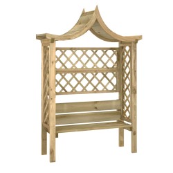 vidaXL Pérgola de jardín con tejadillo y banco de madera de pino 