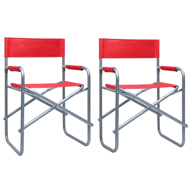 vidaXL Sillas de director 2 unidades acero rojo vidaXL Sillas de director 2 unidades acero rojo