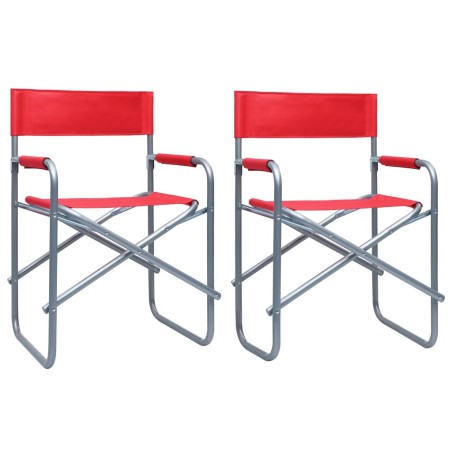 vidaXL Sillas de director 2 unidades acero rojo