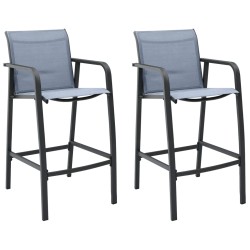 vidaXL Sillas altas de jardín 2 unidades textilene gris