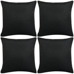 vidaXL Fundas de cojín 4 unidades apariencia de lino 40x40 cm negro