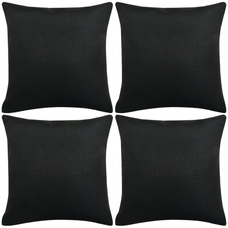 vidaXL Fundas de cojín 4 unidades apariencia de lino 40x40 cm negro vidaXL Fundas de cojín 4 unidades apariencia de lino 40x40 cm negro