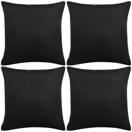 vidaXL Fundas de cojín 4 unidades apariencia de lino 40x40 cm negro