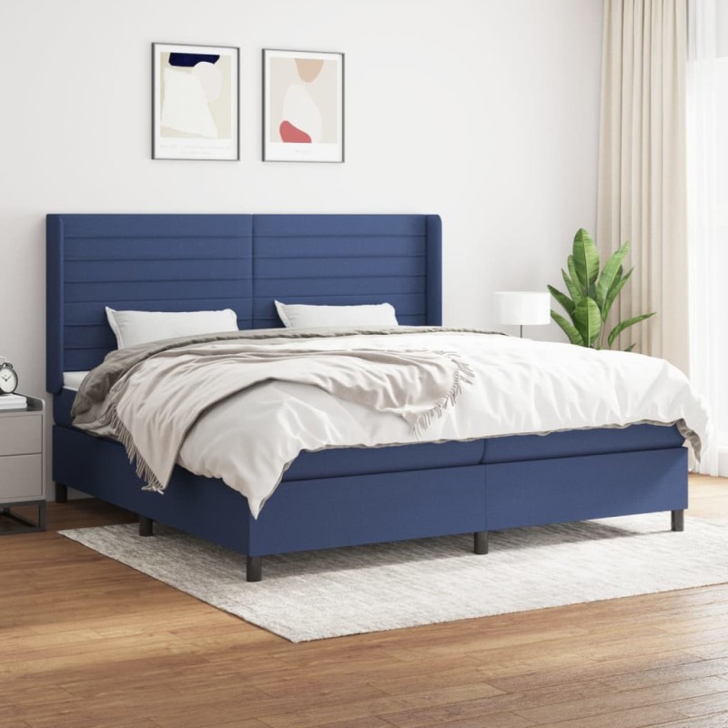 vidaXL Cama box spring con colchón tela azul 200x200 cm vidaXL Cama box spring con colchón tela azul 200x200 cm