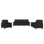 vidaXL Juego de sofás con cojines 3 piezas cuero sintético negro vidaXL Juego de sofás con cojines 3 piezas cuero sintético negro