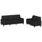 vidaXL Juego de sofás con cojines 2 piezas cuero sintético negro vidaXL Juego de sofás con cojines 2 piezas cuero sintético negro