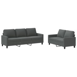 vidaXL Juego de sofás con cojines 2 piezas tela gris oscuro