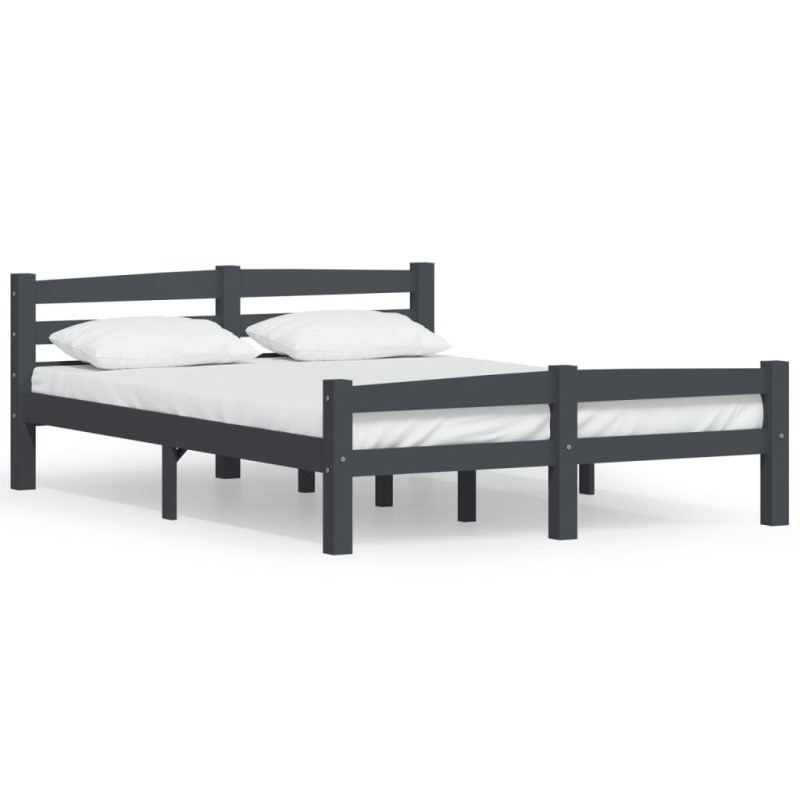 vidaXL Estructura de cama madera maciza pino gris oscuro 120x200 cm vidaXL Estructura de cama madera maciza pino gris oscuro 120x200 cm