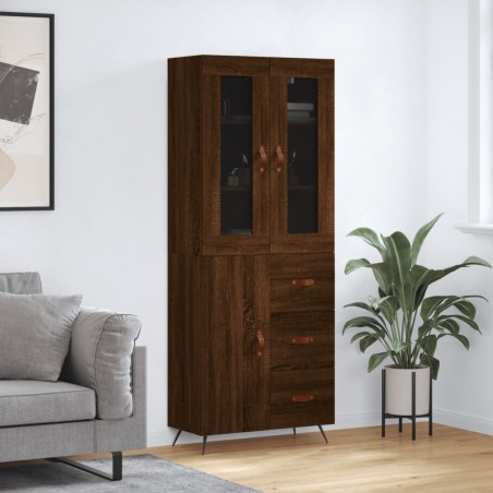 vidaXL Aparador alto madera contrachapada marrón roble 69,5x34x180 cm