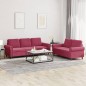 vidaXL Juego de sofás con cojines 2 piezas terciopelo rojo tinto vidaXL Juego de sofás con cojines 2 piezas terciopelo rojo tinto