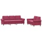 vidaXL Juego de sofás con cojines 2 piezas terciopelo rojo tinto vidaXL Juego de sofás con cojines 2 piezas terciopelo rojo tinto