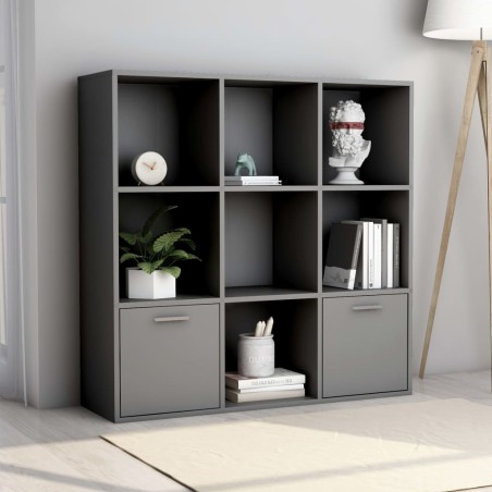 vidaXL Estantería de madera contrachapada gris 98x30x98 cm