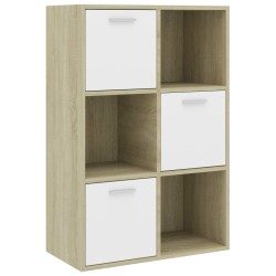 vidaXL Mueble de TV madera contrachapada blanco y roble 60x29,5x90 cm
