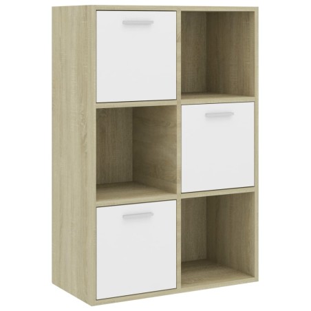 vidaXL Mueble de TV madera contrachapada blanco y roble 60x29,5x90 cm