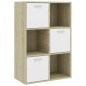 vidaXL Mueble de TV madera contrachapada blanco y roble 60x29,5x90 cm vidaXL Mueble de TV madera contrachapada blanco y roble 60x29,5x90 cm