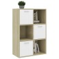 vidaXL Mueble de TV madera contrachapada blanco y roble 60x29,5x90 cm vidaXL Mueble de TV madera contrachapada blanco y roble 60x29,5x90 cm