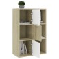 vidaXL Mueble de TV madera contrachapada blanco y roble 60x29,5x90 cm vidaXL Mueble de TV madera contrachapada blanco y roble 60x29,5x90 cm