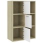 vidaXL Mueble de TV madera contrachapada blanco y roble 60x29,5x90 cm vidaXL Mueble de TV madera contrachapada blanco y roble 60x29,5x90 cm