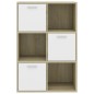 vidaXL Mueble de TV madera contrachapada blanco y roble 60x29,5x90 cm vidaXL Mueble de TV madera contrachapada blanco y roble 60x29,5x90 cm