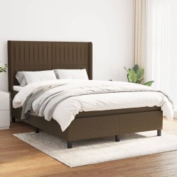 vidaXL Cama box spring con colchón tela marrón oscuro 140x190 cm