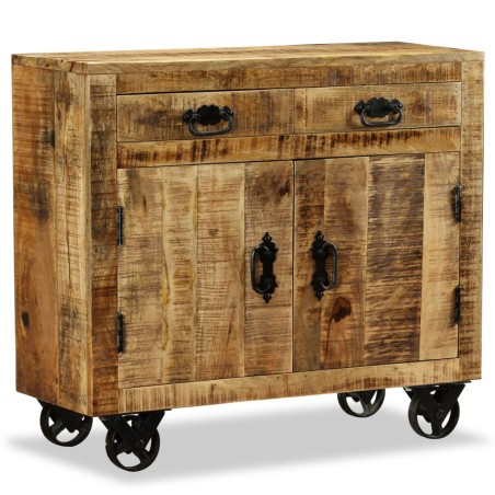 vidaXL Cómoda con 2 cajones y 1 armario de madera rugosa de mango  