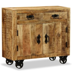 vidaXL Cómoda con 2 cajones y 1 armario de madera rugosa de mango  