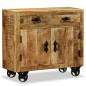 vidaXL Cómoda con 2 cajones y 1 armario de madera rugosa de mango vidaXL Cómoda con 2 cajones y 1 armario de madera rugosa de mango