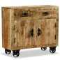 vidaXL Cómoda con 2 cajones y 1 armario de madera rugosa de mango vidaXL Cómoda con 2 cajones y 1 armario de madera rugosa de mango