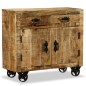 vidaXL Cómoda con 2 cajones y 1 armario de madera rugosa de mango vidaXL Cómoda con 2 cajones y 1 armario de madera rugosa de mango