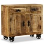 vidaXL Cómoda con 2 cajones y 1 armario de madera rugosa de mango vidaXL Cómoda con 2 cajones y 1 armario de madera rugosa de mango