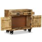 vidaXL Cómoda con 2 cajones y 1 armario de madera rugosa de mango vidaXL Cómoda con 2 cajones y 1 armario de madera rugosa de mango
