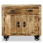 vidaXL Cómoda con 2 cajones y 1 armario de madera rugosa de mango vidaXL Cómoda con 2 cajones y 1 armario de madera rugosa de mango