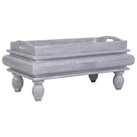vidaXL Mesa de centro de madera maciza de caoba gris 90x50x40 cm