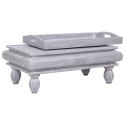 vidaXL Mesa de centro de madera maciza de caoba gris 90x50x40 cm