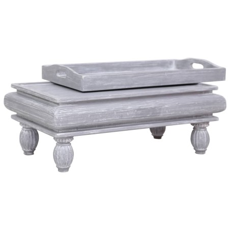 vidaXL Mesa de centro de madera maciza de caoba gris 90x50x40 cm