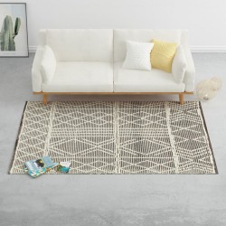 vidaXL Alfombra tejida a mano de lana negro/blanco 120x170 cm