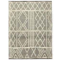vidaXL Alfombra tejida a mano de lana negro/blanco 120x170 cm
