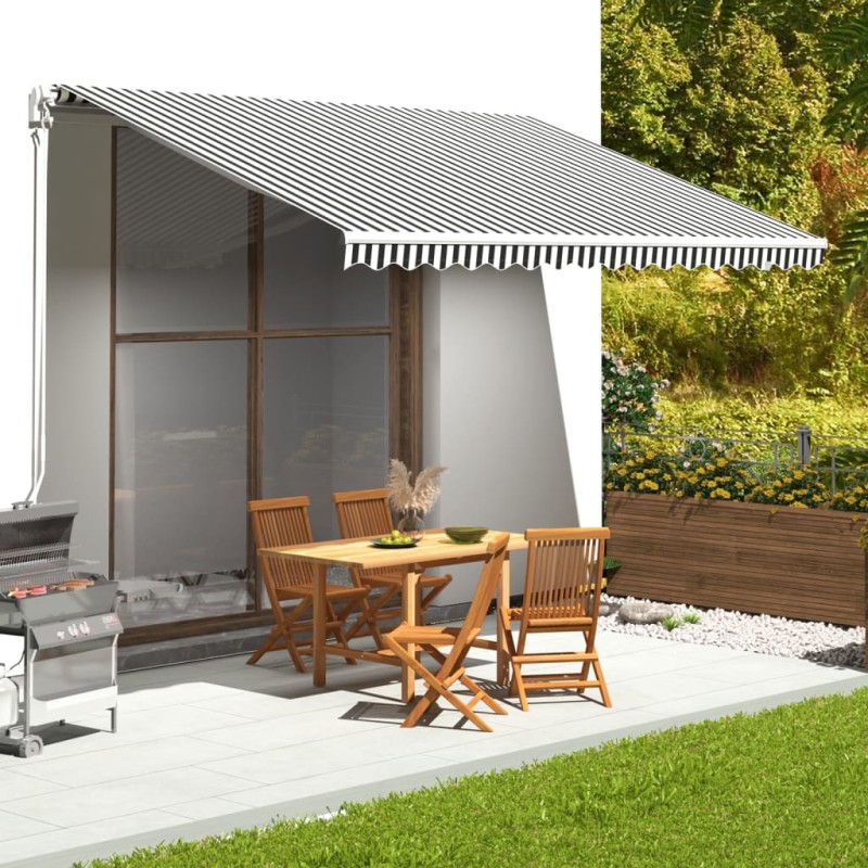 vidaXL Tela de repuesto para toldo gris antracita y blanco 4,5x3 m vidaXL Tela de repuesto para toldo gris antracita y blanco 4,5x3 m