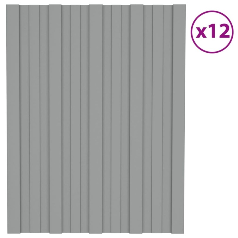 vidaXL Panel para tejado acero galvanizado gris 12 unidades 60x45 cm