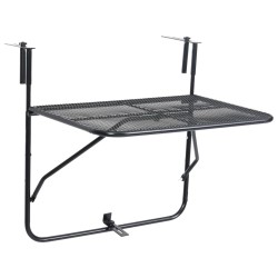 vidaXL Mesa de balcón de acero negro 60x40 cm