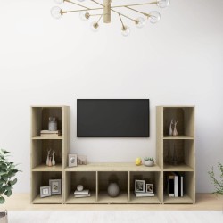 vidaXL Muebles de salón 3 piezas madera de ingeniería roble Sonoma