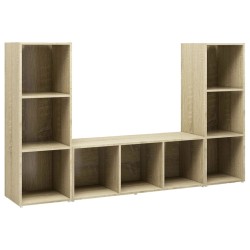 vidaXL Muebles de salón 3 piezas madera de ingeniería roble Sonoma