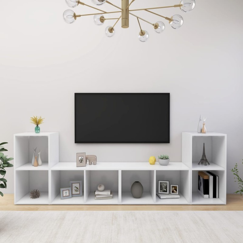 vidaXL Muebles de salón 4 pzas madera ingeniería blanco 72x35x36,5 cm vidaXL Muebles de salón 4 pzas madera ingeniería blanco 72x35x36,5 cm