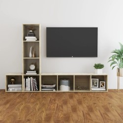 vidaXL Muebles de salón 3 piezas madera de ingeniería roble Sonoma
