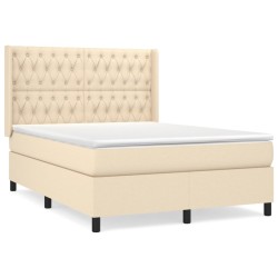 vidaXL Cama box spring con colchón tela color crema 140x190 cm