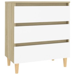 vidaXL Aparador madera contrachapada blanco y roble Sonoma 60x35x69 cm
